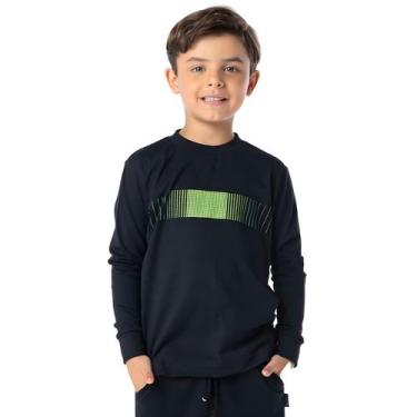 Imagem de Camiseta Infantil Manga Comprida Menino Faixa Neon Preta - VRASALON, 1