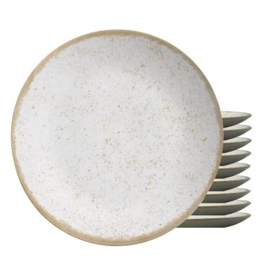 Imagem de Jogo 10 Pratos Raso Coup Organic Cor Bege Cerâmica 29cm Alleanza