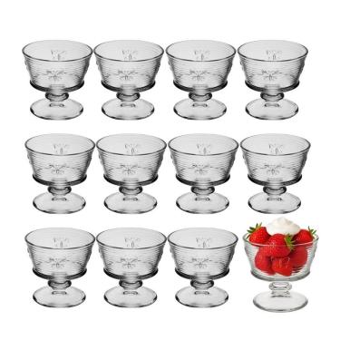 Imagem de Jogo 12 Taça De Sobremesa Vidro Transparente Lines Butterfly Borboleta Wolff 240ml