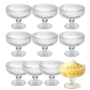 Imagem de Jogo 10 Taça Para Sobremesa De Cristal Lines Canelada Wolff 300ml