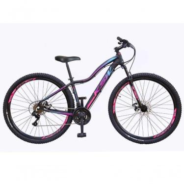 Imagem de Bicicleta Aro 29 Ksw Mwza Feminina Alumínio 21v Freio A Disco Garfo Suspensão Mtb preto-pink-Azul Tam: 15