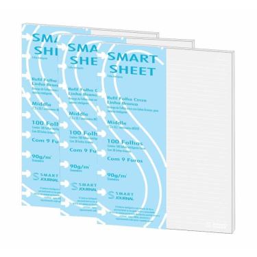 Imagem de Kit 3 Refil Caderno Inteligente 90G 100 Folha Pauta Branca M