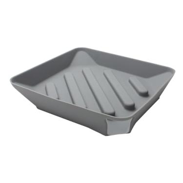 Imagem de Ｂｅｓｇａ Bandeja de silicone para escorredor de louça, suporte para esponja, tapete antiderrapante para secar louça, versátil para banheiro, lavanderia, Cinza