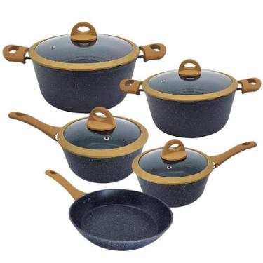 Imagem de Jogo De Panelas Viena Black Cerâmica Indução Casambiente 5 Peças