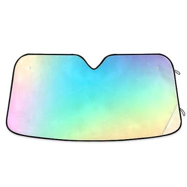 Imagem de Capa de carro gradiente de arco-íris prismático macio prismático, proteção solar, persianas de janela de carro, acessórios de verão para carro