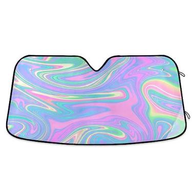 Imagem de Palas de sol holográficas de mármore unicórnio arco-íris, proteção UV, proteção UV, persiana de janela de carro dobrável, sombra de janela para carro, caminhão, SUV