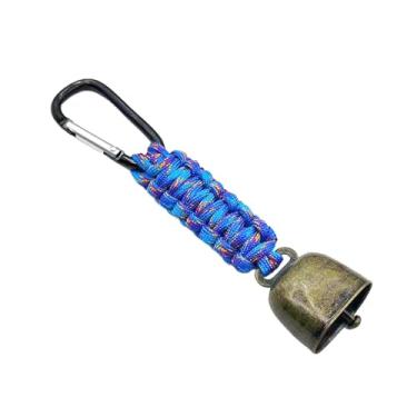 Imagem de Baoblaze Pingente de mochila com sino alto para afastar ursos, dispositivo de chaveiro com sino para cães, ideal para escalar, pescar e sobreviver em, Azul
