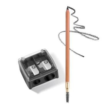 Imagem de Lápis de sobrancelha com apontador de orifício duplo, lápis de sobrancelha impermeável de longa duração com spoolie, ferramenta de preenchimento preciso e definição de sobrancelha, fórmula suave e