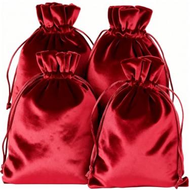 Imagem de HRX Package Sacos de presente de veludo macio, bolsas de veludo com cordão de 13 x 19,8 cm - vermelho para joias de tarô de dados de cristal runa (pacote com 4)