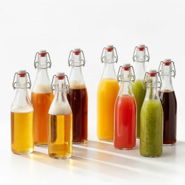 Imagem de Maxdot 24 garrafas de vidro flip top, garrafas de cerveja transparentes com tampa giratória, conjunto de capacidades diferentes para fermentação caseira Kombucha, refrigerante, suco e bebidas