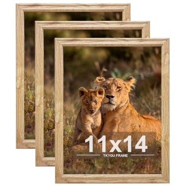 Imagem de TKYGU Conjunto de 3 porta-retratos de 28 x 35,5 cm, molduras de madeira de estilo moderno, montagem horizontal ou vertical, 28 x 35,5 cm, porta-retratos com acrílico resistente a estilhaçamento