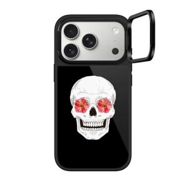 Imagem de CASETiFY Capa Glaze Ring Stand para iPhone 17 Pro [suporte/1,5 m. 1X proteção contra quedas de grau militar/compatível com Magsafe] - caveira de flor - preta