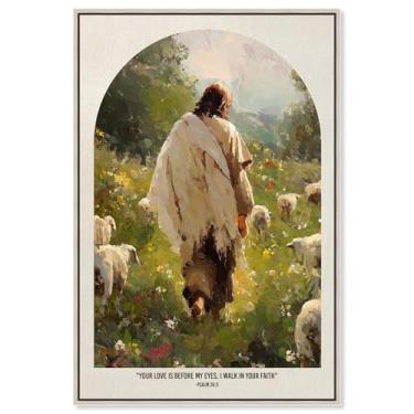 Imagem de Your Steadfast Love Impressão em tela Jesus Wall Art por Art Remedy, moldura prata, 40 x 61 cm