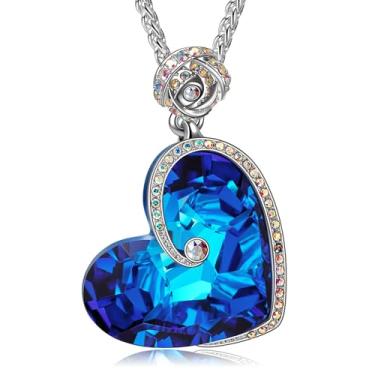 Imagem de GONA JEWELRY Criado com cristais Swarovski, colares modernos para mulheres, banhado a ouro branco, colar Titanic Heart of the Ocean, presente para mulheres, aniversário, aniversário, dia dos namorados