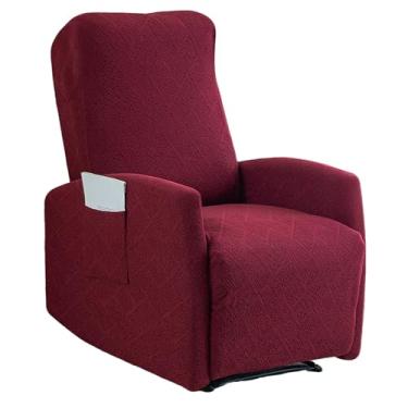 Imagem de GOSTADY Capas para cadeira reclinável, 4 peças, jacquard, pequena, reclinável, capa reclinável para cadeira reclinável Lazyboy com bolso de armazenamento, protetor de móveis para sala de estar, vinho