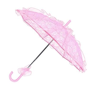 Imagem de GLOGLOW Guarda-chuva de Renda, Guarda-sol Dobrável Exclusivo Em Tecido de Renda para Casamentos, Acessório de Noiva Elegante para Fotos e Decorações (Rosa)