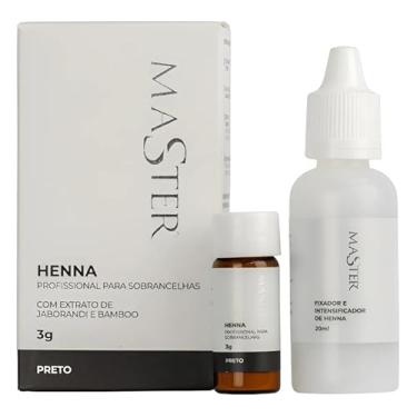Imagem de Henna Para Sobrancelhas Preta 3g Profissional Alta Fixação Com Fixador e Acessórios Design
