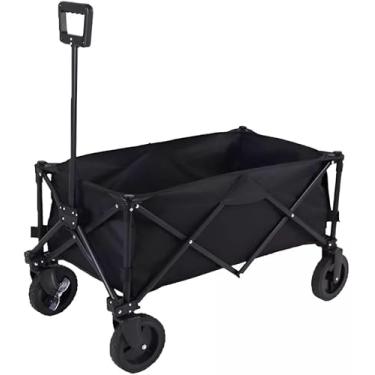 Imagem de Carrinho Dobrável Multifuncional Para Camping Praia Compras Até 100Kg Com Rodas Grandes Freio Estrutura Reforçada Alta Capacidade