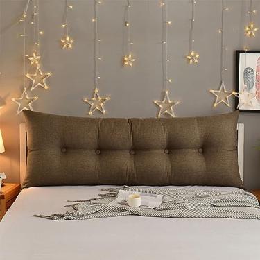 Imagem de BAGASI Almofada triangular para cabeceira de cama, almofada de leitura, almofada de leitura, almofada grande para encosto com capa removível, café, 100 x 60 cm