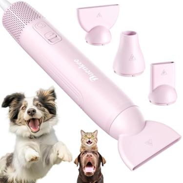 Imagem de buenkee Secador de pelos para cães para cuidados com animais de estimação, portátil, leve, para cães, gatos, 3 velocidades, 4 temperaturas, soprador portátil de alta velocidade, secador silencioso