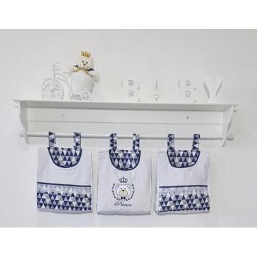 Imagem de Porta Fraldas De Varão Porta Treco 3 Peças Urso Príncipe Azul Marinho 