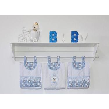 Imagem de Porta Fraldas De Varão Porta Treco 3 Peças Urso Príncipe Azul Bebe - P