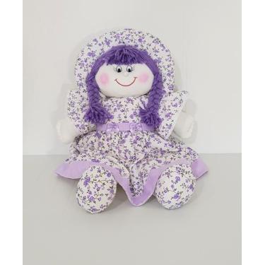 Imagem de Boneca De Pano Nanda Pelúcia Lilás Floral 41 cm - Polybaby