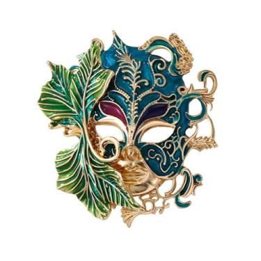 Imagem de coadipress Broche de máscara vintage para mulheres e homens broches de corsage esmaltados coloridos para carnaval carnaval vestido de casamento acessórios, Middle, Liga de aço, Sem Pedra Preciosa