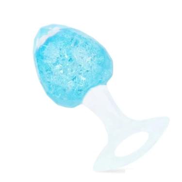 Imagem de Plug Anal Silicone Diamante Esfera Vidro Médio 9,1cm Brinquedo Anal Estimulador PL146M (AZUL CÉU)