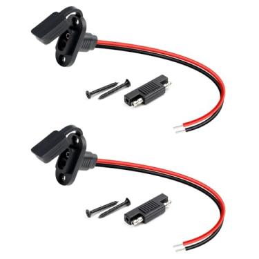 Imagem de TMH Conector SAE, 3,5 m - 10 AWG SAE, soquete SAE, plugue conector embutido para painel solar, carregador de bateria com 4 parafusos (2 pacotes)