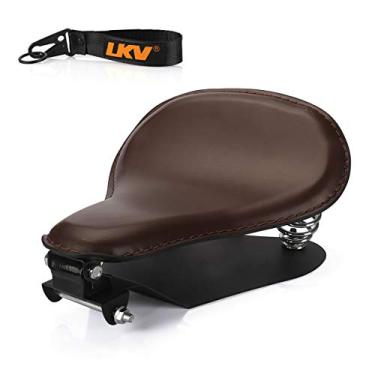 Imagem de LKV 13,38" Motorcycle Solo Driver Couro Almofada com Kits de suporte de mola para Harley Davidson Sportster XL 1200 883 48 Assento Bobber personalizado