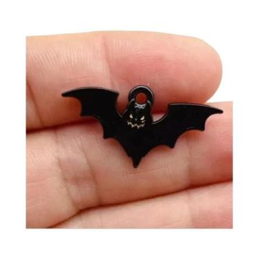 Imagem de Pingentes De Esmalte De Halloween Com Caveira, Morcego E Gato, 10 Peça