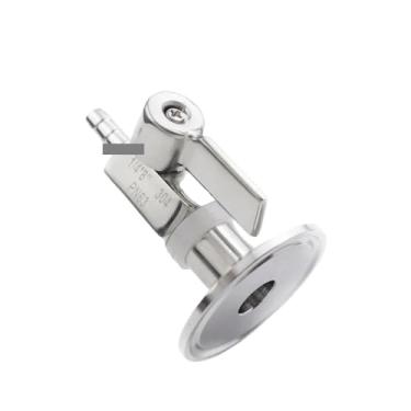 Imagem de SAYOBO Válvula esférica 304 cabo de aço inoxidável 12 mm virola 50,5 mm encaixe de tubo 3,8 cm braçadeira tripla válvula de esfera de 2 vias