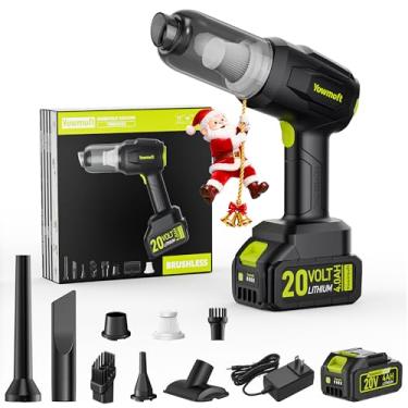 Imagem de YOWMOFT Aspirador de pó portátil 3 em 1 para carro, sem fio, com sucção forte de 21000pa, kit portátil sem fio e soprador com motor sem escovas de 200 W, mini aspirador de pó para carro, casa