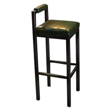 Imagem de Banqueta de bar retrô vintage bancos de bar cadeiras altas de couro estofado com encosto baixo de metal para os pés