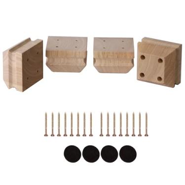 Imagem de Texphw Pernas de móveis de carvalho inacabadas - Conjunto de 4 pernas de sofá de substituição de madeira maciça resistente de meados do século para sofá, banco, cama, cômoda, mesa de centro (natural 5