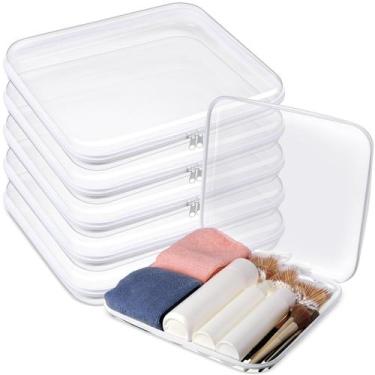 Imagem de Bolsas para lápis Sanwuta Clear Hard Plastic Zipper, 6 unidades
