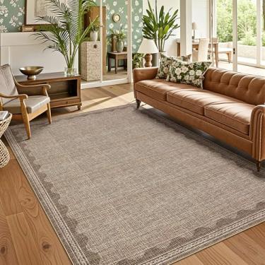 Imagem de Tapete 12 x 18 cm para sala de estar, recortado 12 x 18 cm, lavável, antiderrapante, sólido, café, moderno, minimalista, tapete de pilha baixa para quarto, sala de jantar, tapete de berçário com