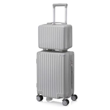 Imagem de Conjunto Mala de Bordo 10kg + Frasqueira ABS com Cadeado TSA – Rodas Duplas 360° – Kit Viagem Completo(Prata,57×36×23cm)