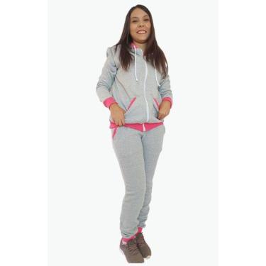 Imagem de Conjunto moletom feminino Jaqueta e calça Akyta, Cinza, Pink, M