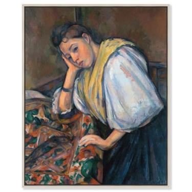 Imagem de Art Remedy Retrato clássico vintage jovem mulher italiana em uma mesa, moldura prata, 51 x 61 cm