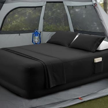 Imagem de Mocassi Jogo de lençol de cama de colchão de ar de 4 peças com bolso extra profundo de 40 a 61 cm - Conjunto de lençóis de 4 peças com bolsos inteligentes, ideal para camas de ar, trailers