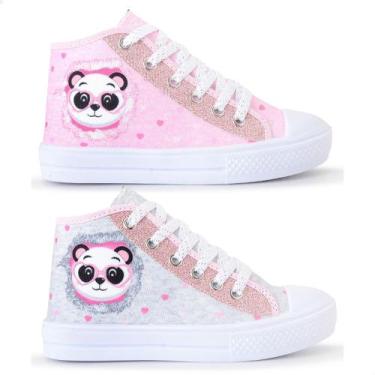 Imagem de Kit 2 Tênis Infantil Panda Glitter Botinha Feminino 042 - Lukys, Rosa,