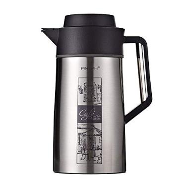 Imagem de Pinkah Frasco com isolamento a vácuo, 1,5 l, camada dupla, aço inoxidável, 304, café, chá, leite, pote com alça, chaleira térmica doméstica (prata)