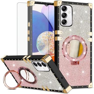 Imagem de Asuwish Capa de celular para Samsung Galaxy A15 5G/4G capa magnética com protetor de tela de vidro temperado e espelho brilhante brilhante resistente à prova de choque anel rígido A 15 G5 15A mulheres