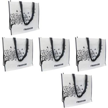 Imagem de Sacola De Ombro Bolsa Ecobag Kit 5 Uni Ecologica Mercado Compra Dobrav