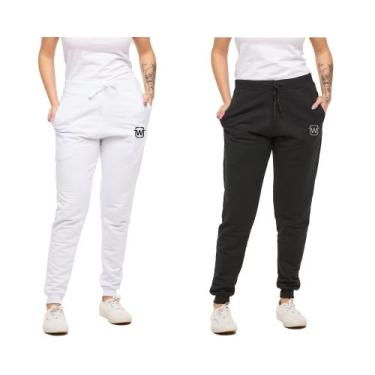 Imagem de KIT COM 02 CALÇAS DE MOLETOM PLUS SIZE FEMININA SLIM SPORT WOOKS - M10
