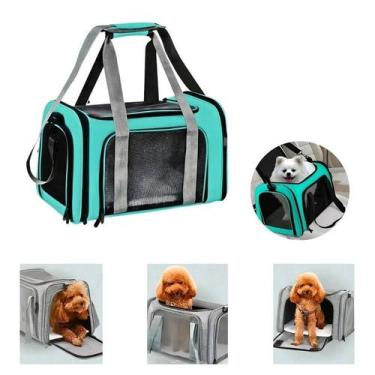 Imagem de Bolsa Verde Para Transporte Pet Cães e Gatos Viagem Passeio Veterinári