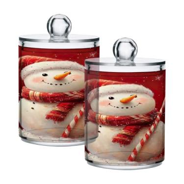 Imagem de xigua Pacote com 4 suportes para bonecos de neve de Natal para bolas de algodão, cotonete – Frasco de plástico de boticário transparente e versátil para armazenamento de maquiagem de banheiro e