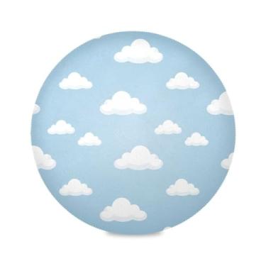 Imagem de Wassud Jogo americano com nuvens brancas, tapetes redondos para cozinha e jantar, tapetes laváveis e resistentes ao calor, decoração de mesa 39 cm